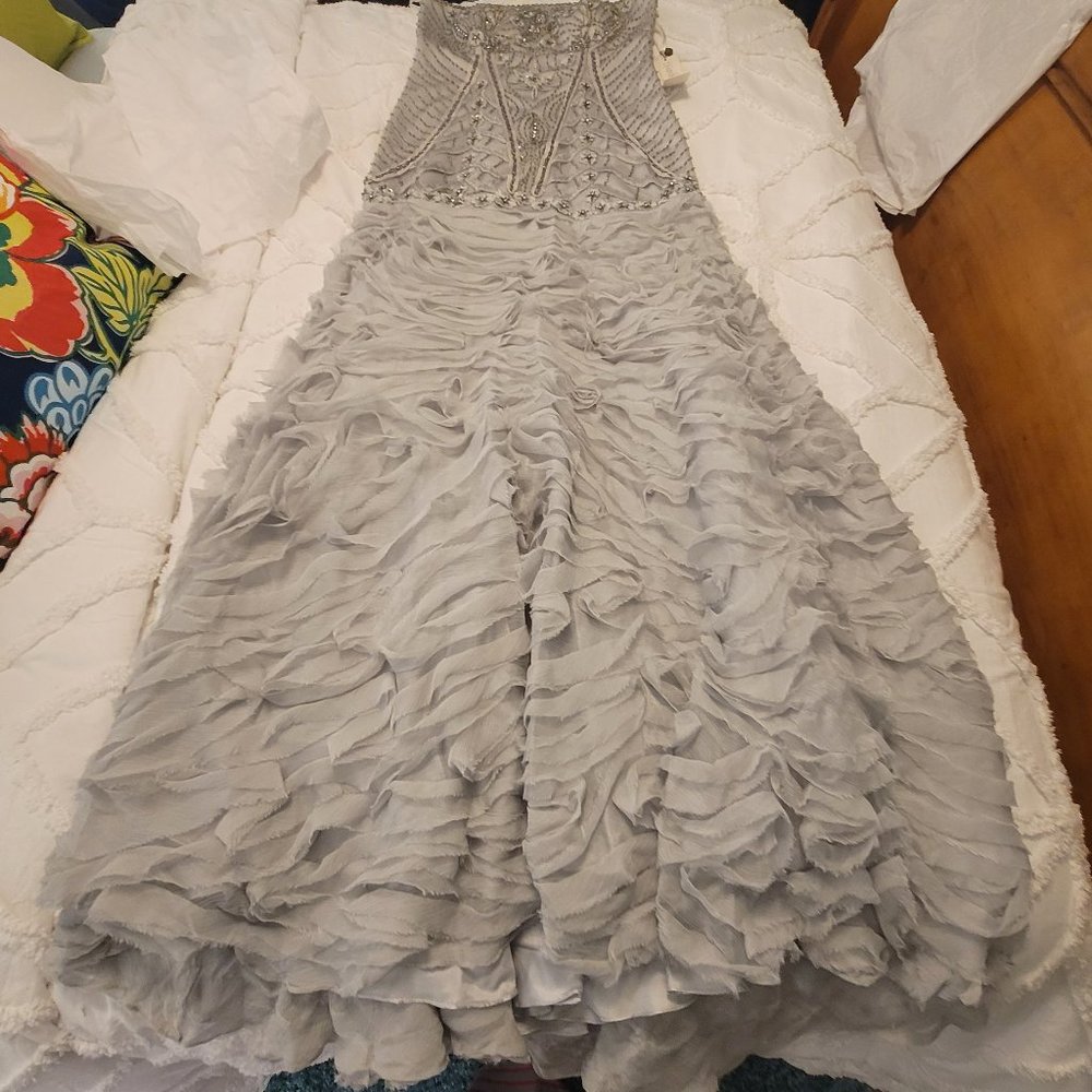 Sue Wong - Semi-Sweetheart Mermaid Dress W3403 Platinum Sz 10